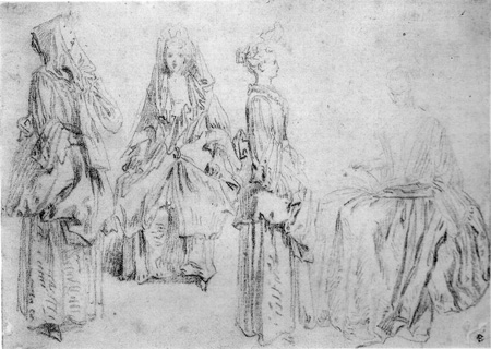 Watteau Drawing Four Studies of a Woman